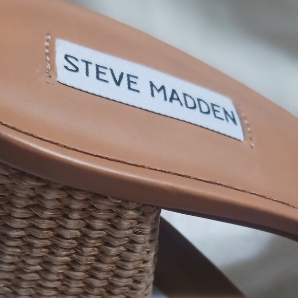 NWOT Steve Madden Santana Raffia Block Sandals No Box - Picture 4 of 6